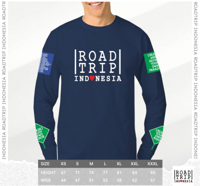 kaos roadtrip indonesia lengan panjang biru navy