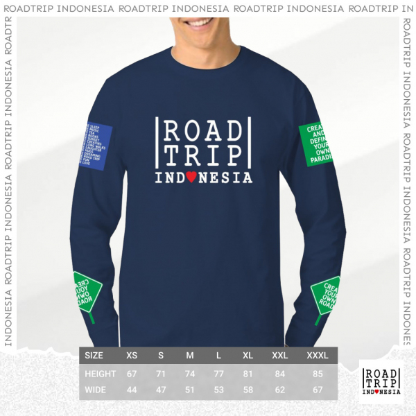 kaos roadtrip indonesia lengan panjang biru navy