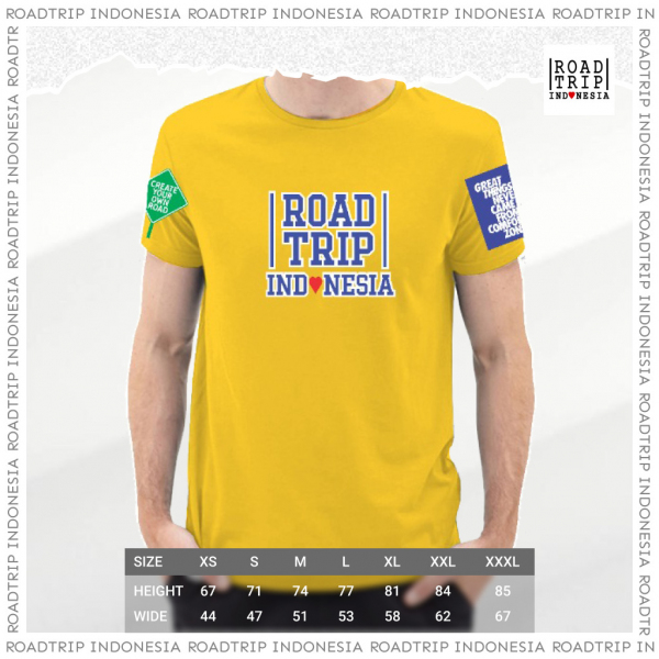 kaos roadtrip indonesia lengan pendek warna kuning