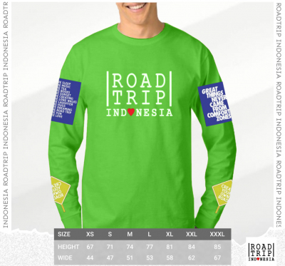 kaos roadtrip indonesia lengan panjang warna hijau muda