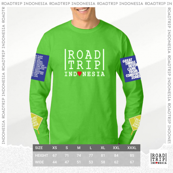 kaos roadtrip indonesia lengan panjang warna hijau muda