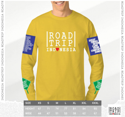 kaos roadtrip indonesia lengan panjang warna kuning