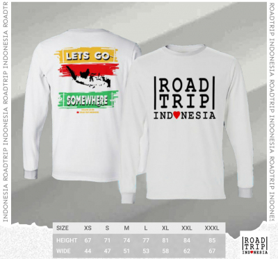 kaos roadtrip indonesia lengan panjang warna putih